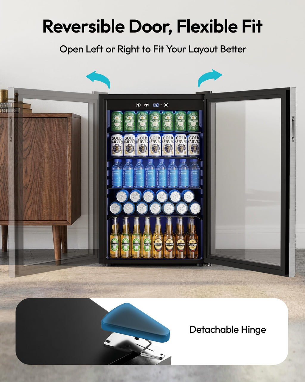 145 Can 4.5 Cu.ft Mini Fridge with Glass Door G876018