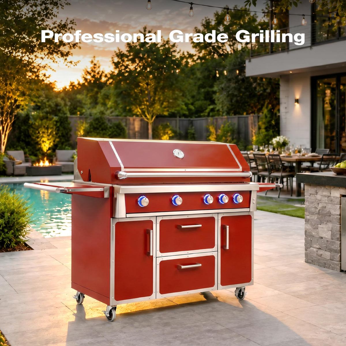49" 99,000 BTU 4 Burner Stainless Steel Propane Grill O195498