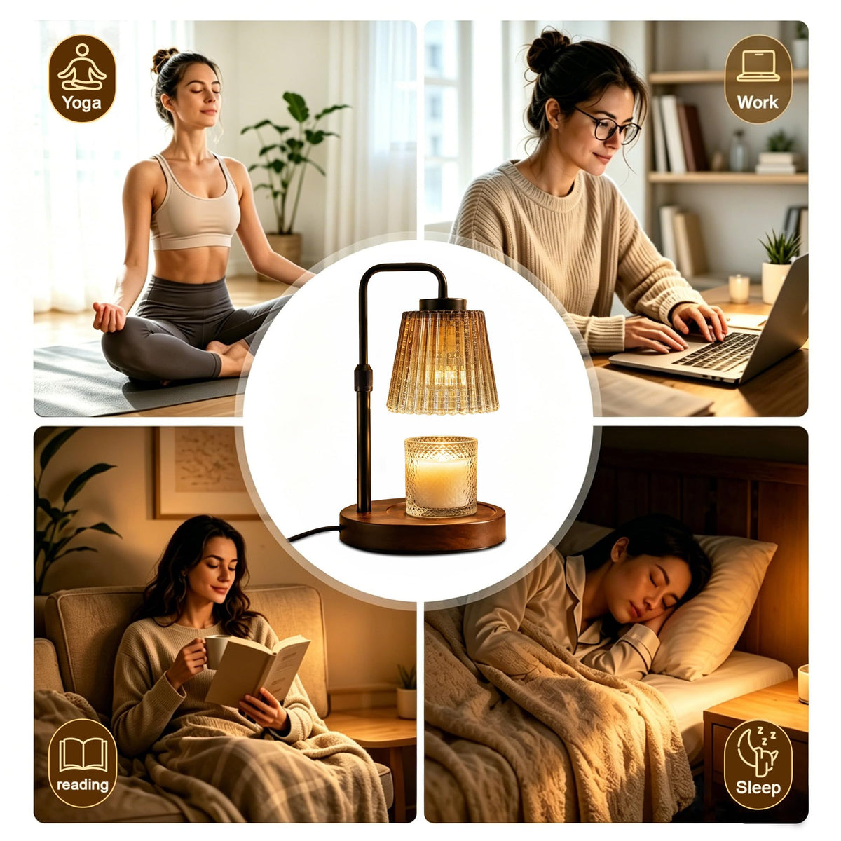 Adjustable Dimmable Electric Candle Warmer Lamp with Timer H731