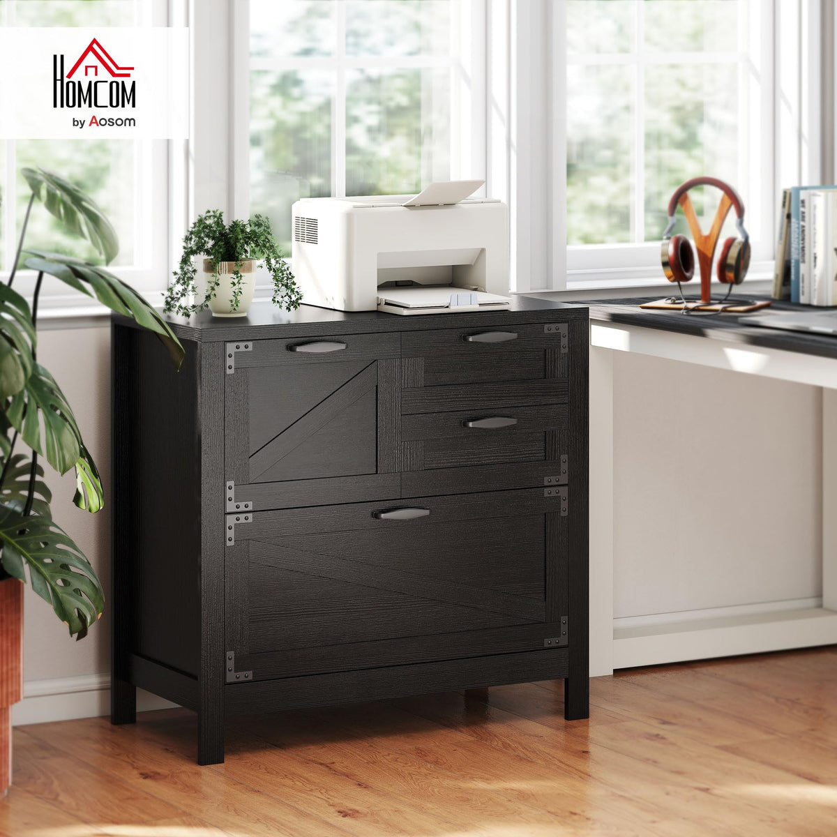 Black 4 Drawer File Cabinet F848