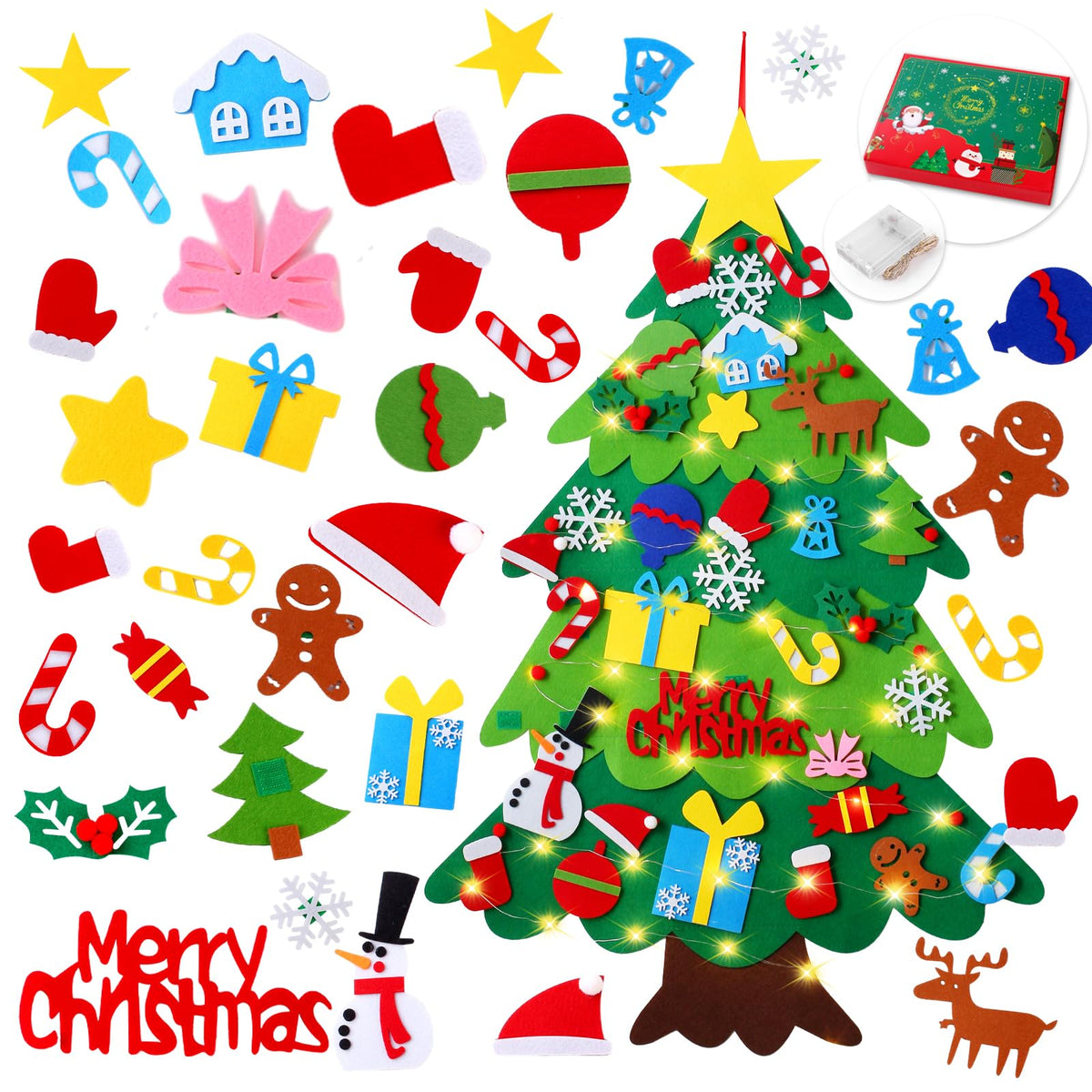 Felt Christmas Tree with 34 Ornaments B275545