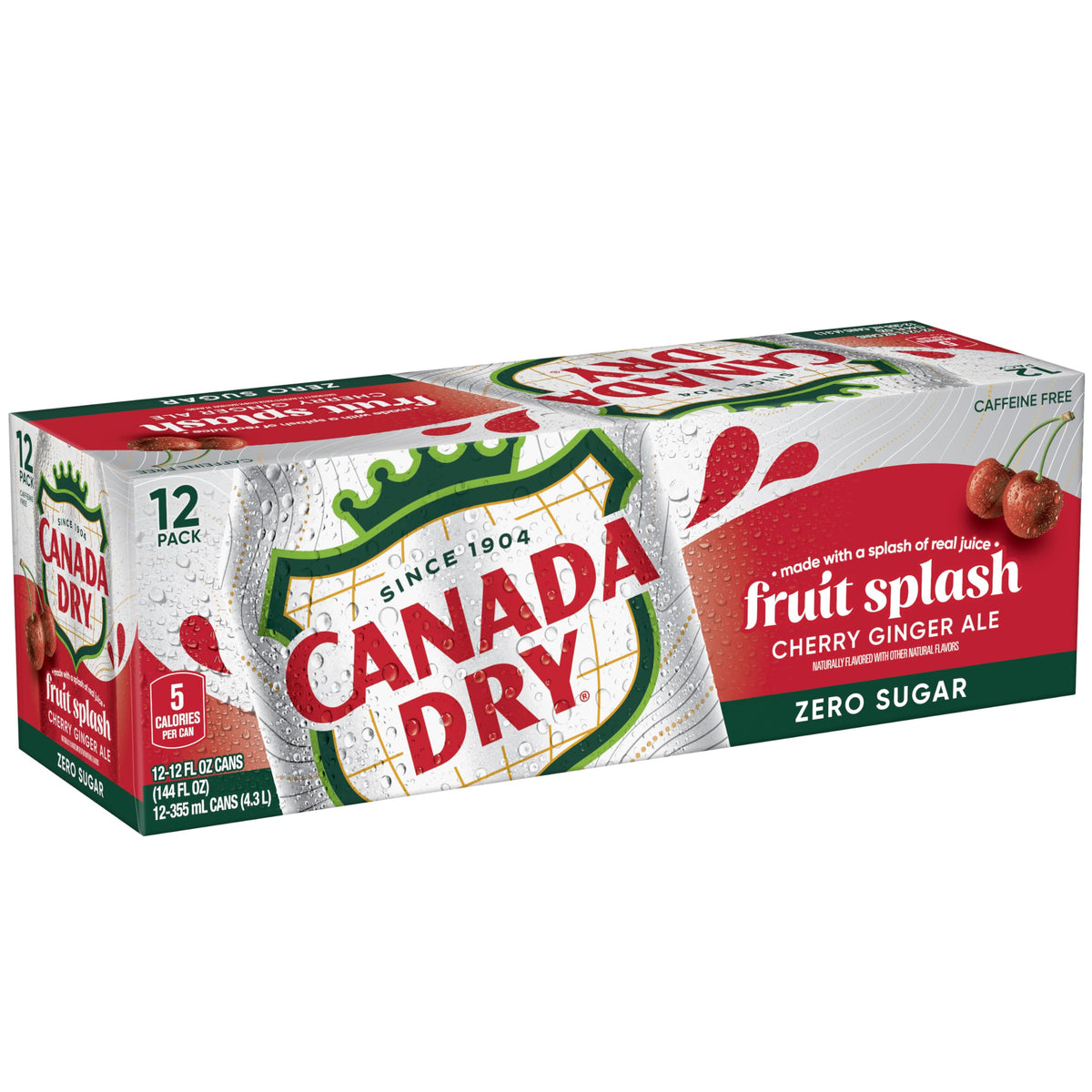 Zero Sugar Cherry Ginger Ale Soda, 12 fl. oz. Cans, 12 Pack P708488