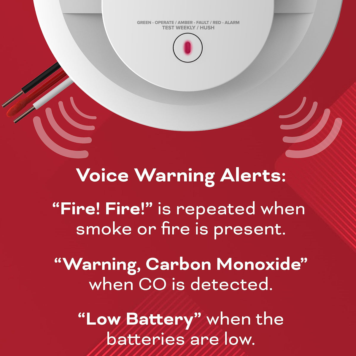 Hardwired Smoke & Carbon Monoxide Detector with Battery Backup, 2 Pack U952433