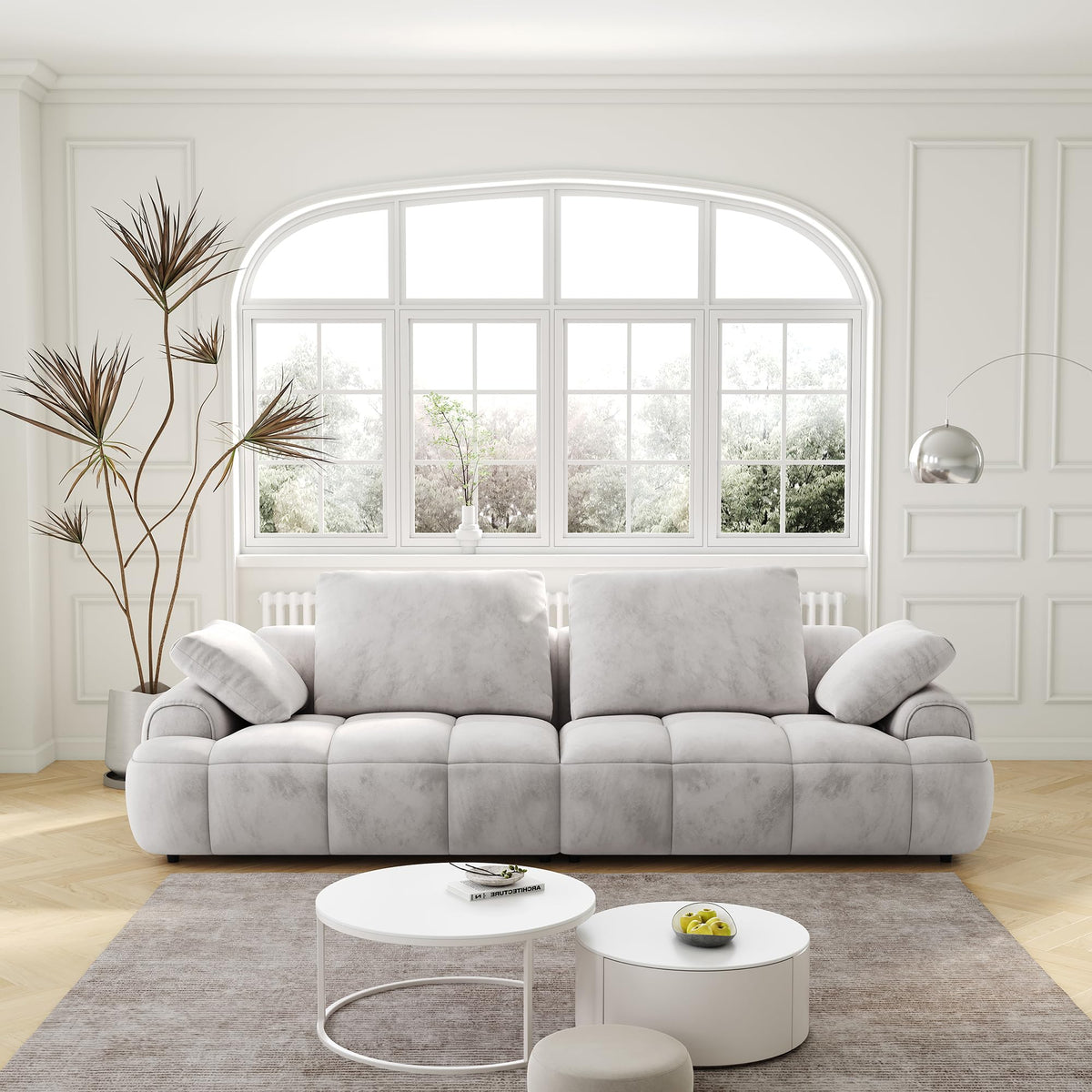 Light Gray Velvet Upholstered Sofa Bed W9659