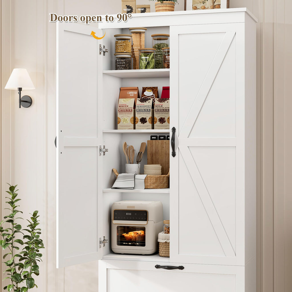 70" White Kitchen Pantry Storage Cabinet H743504