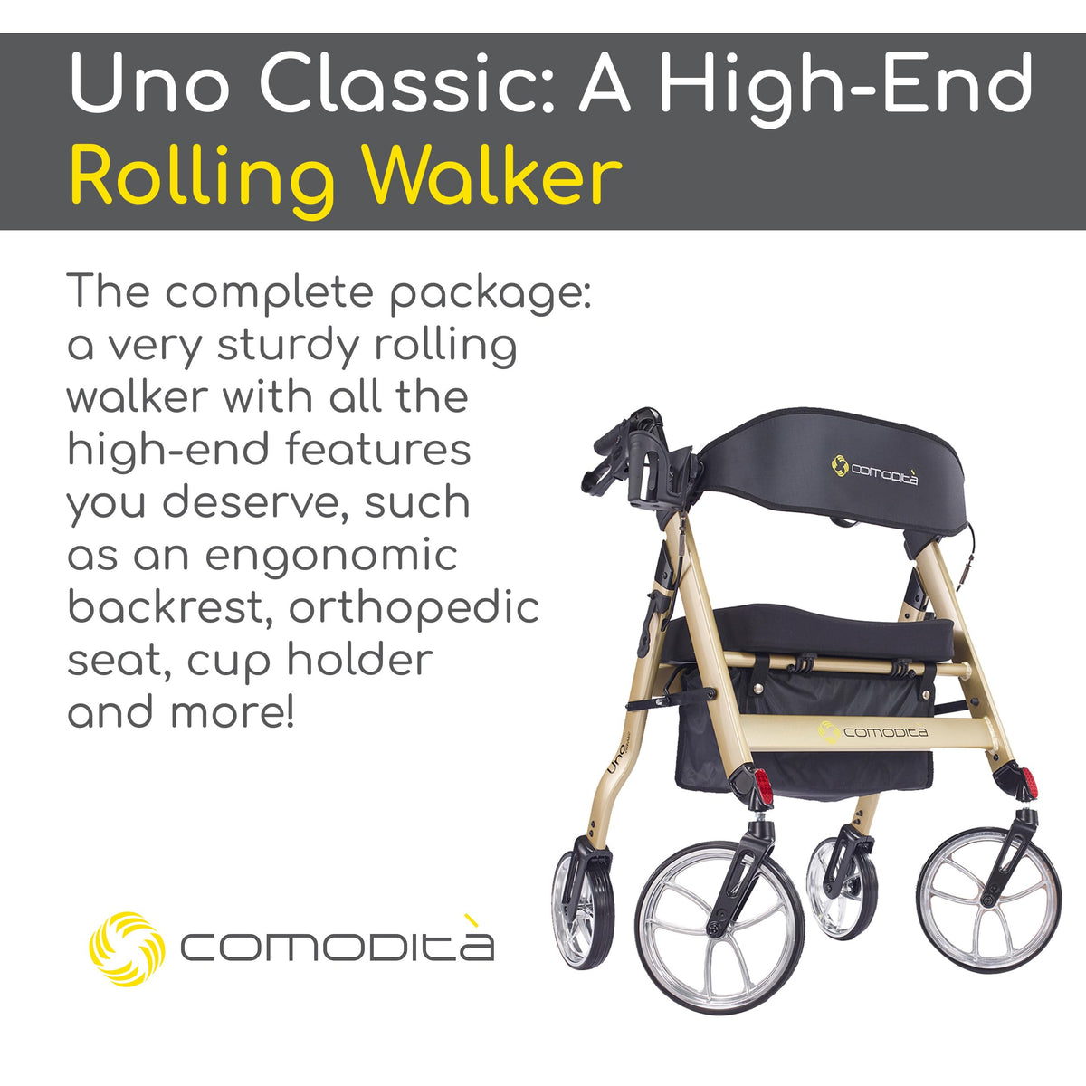 Rolling Walker with Orthopedic Extra Wide Seat and Brakes H451476
