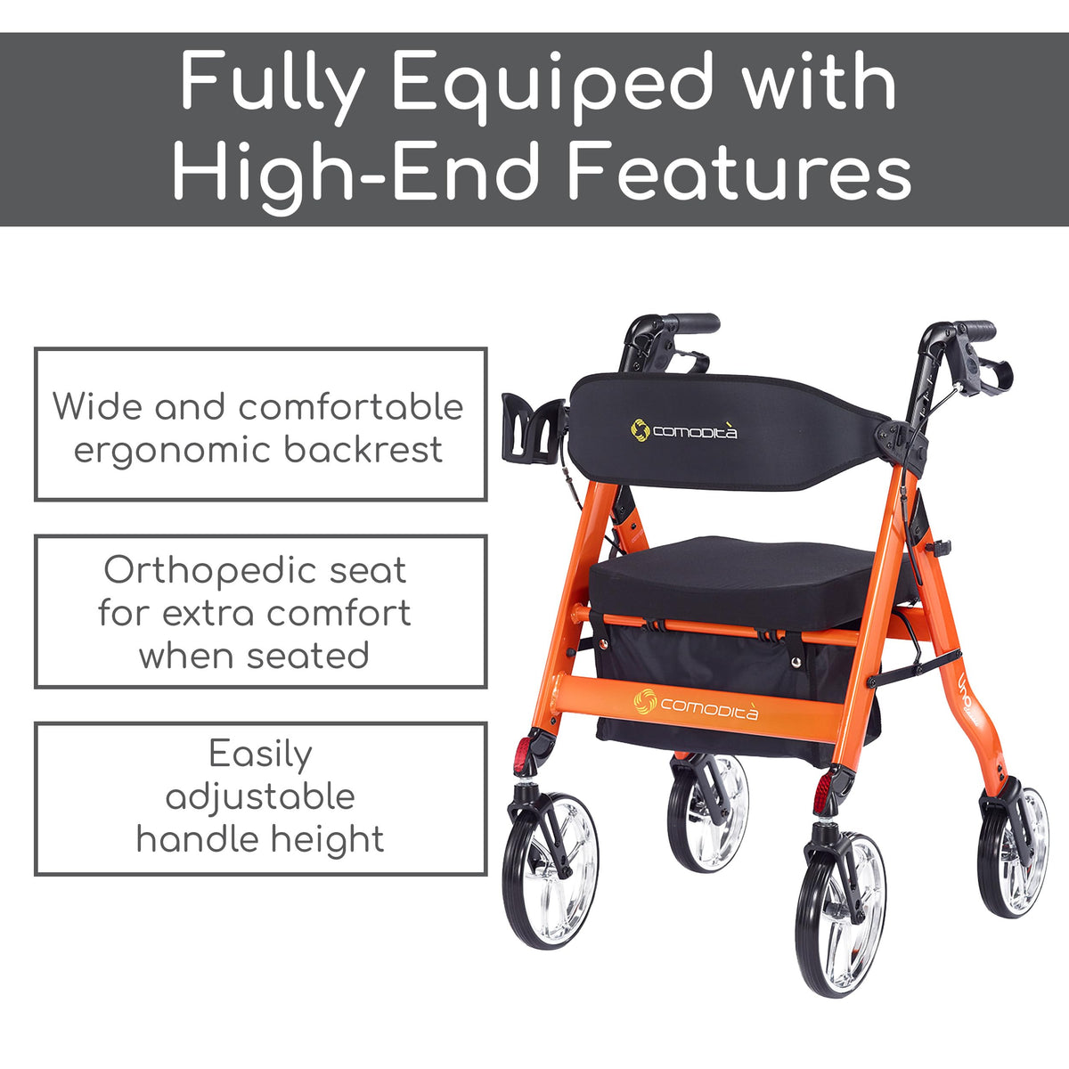 Rolling Walker with Orthopedic Extra Wide Seat and Brakes H451476