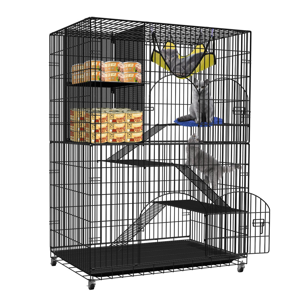 4-Tier Metal Cat Cage with Storage Cube Z45125