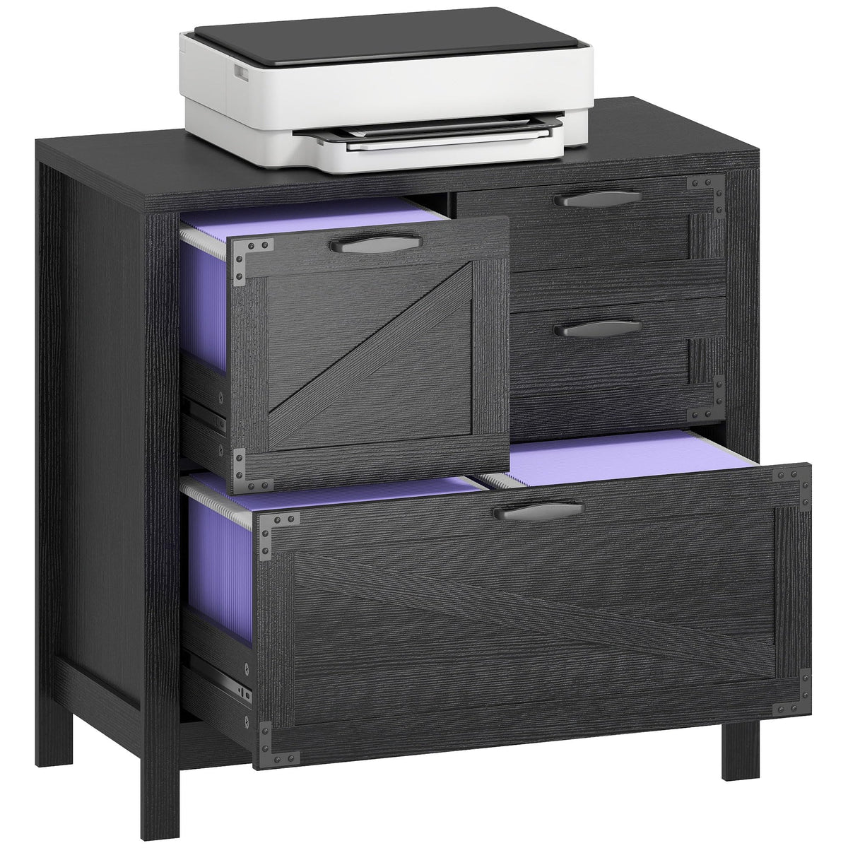 Black 4 Drawer File Cabinet F848