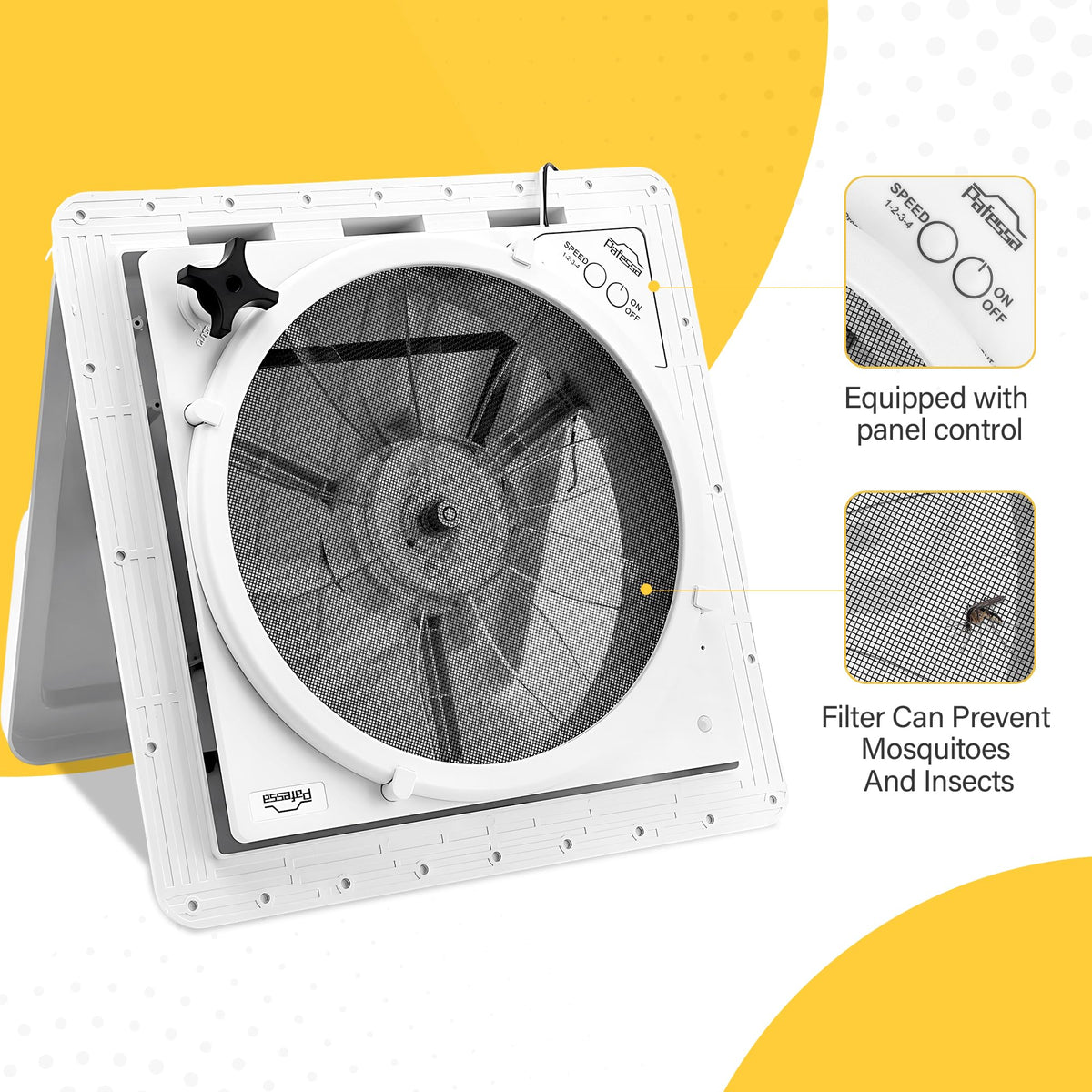 14” RV Roof Vent Fan 4 Speed Reversible 12V Manual White Dome W213