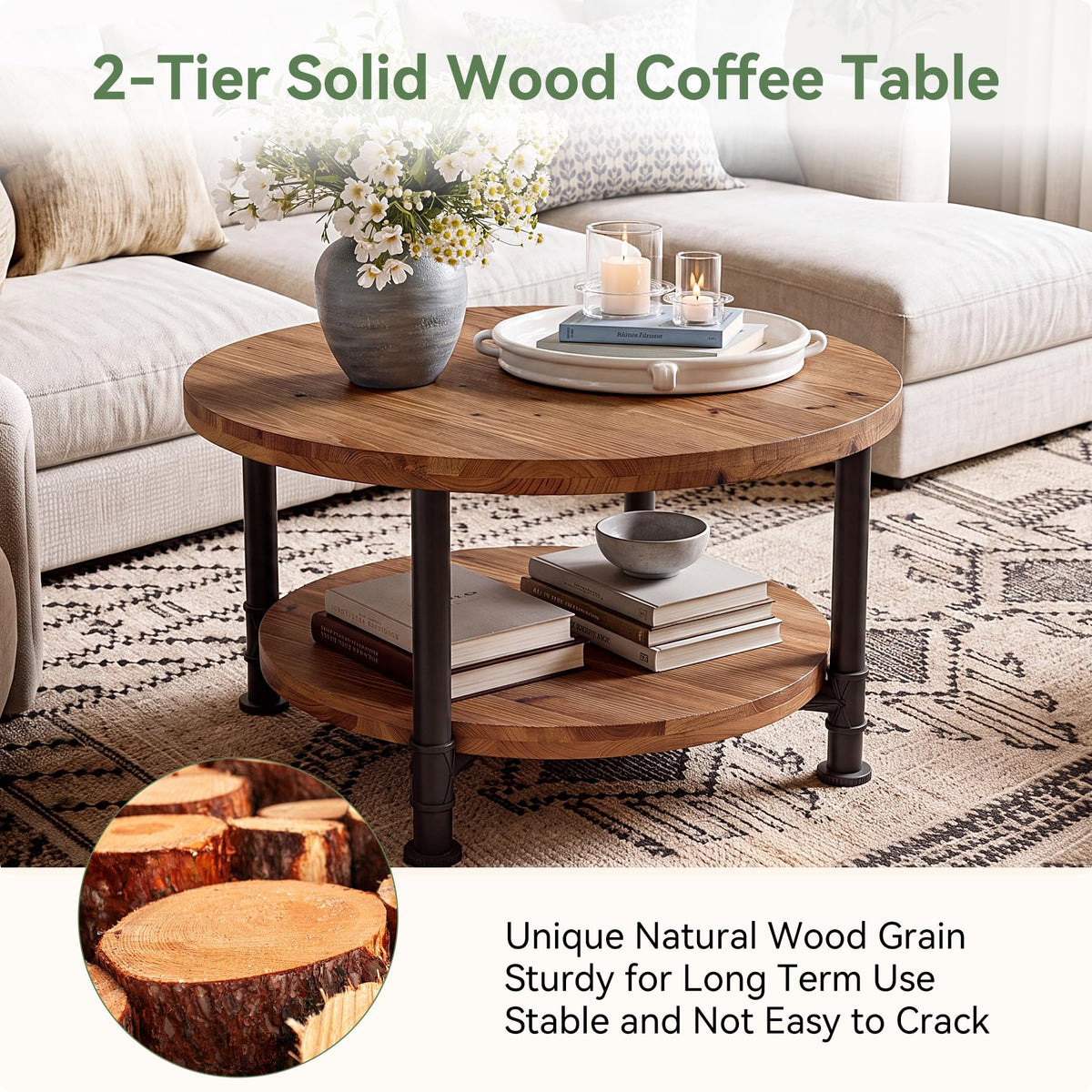 Solid Wood Round Coffee Table F52964