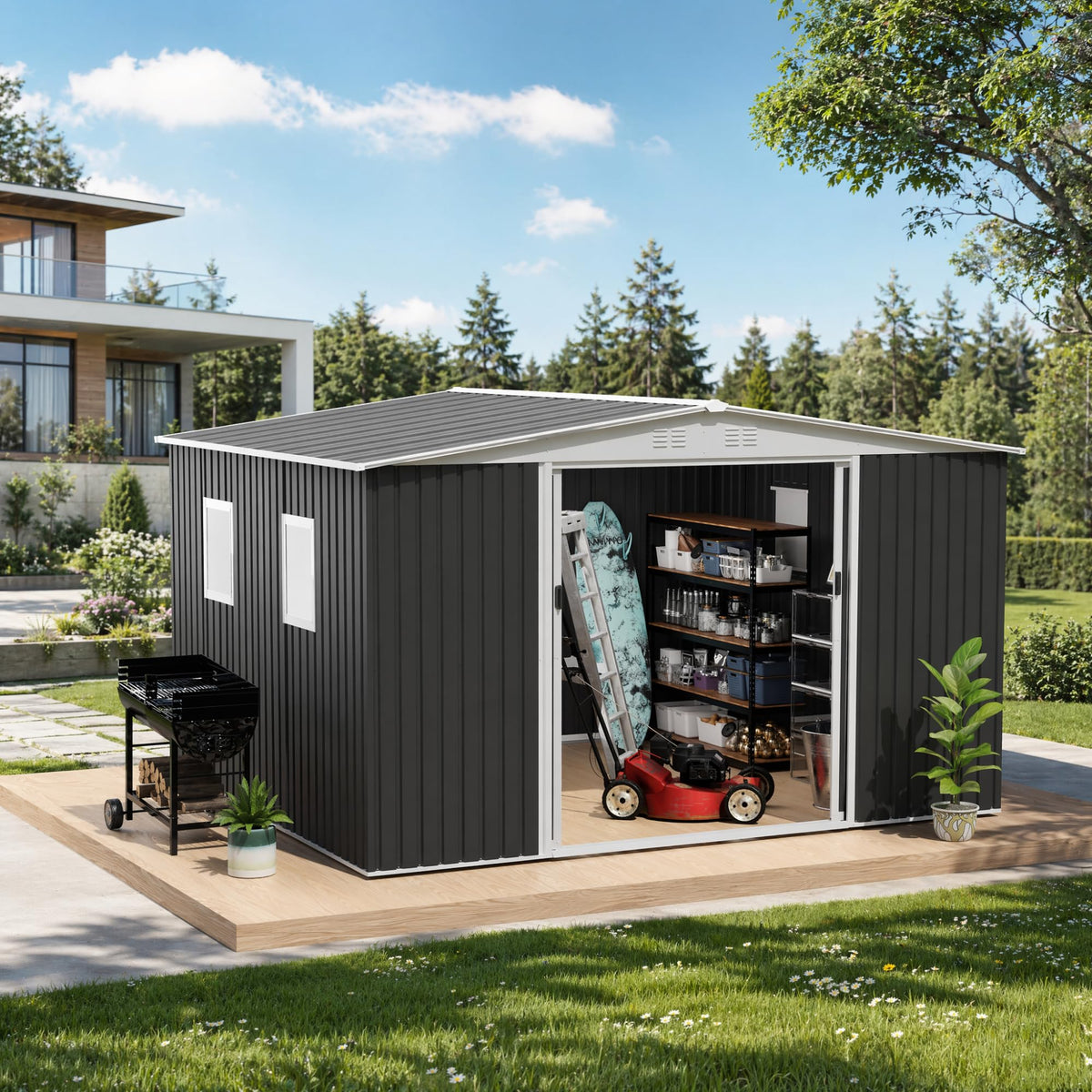 12x10 ft Metal Garden Shed Z613849