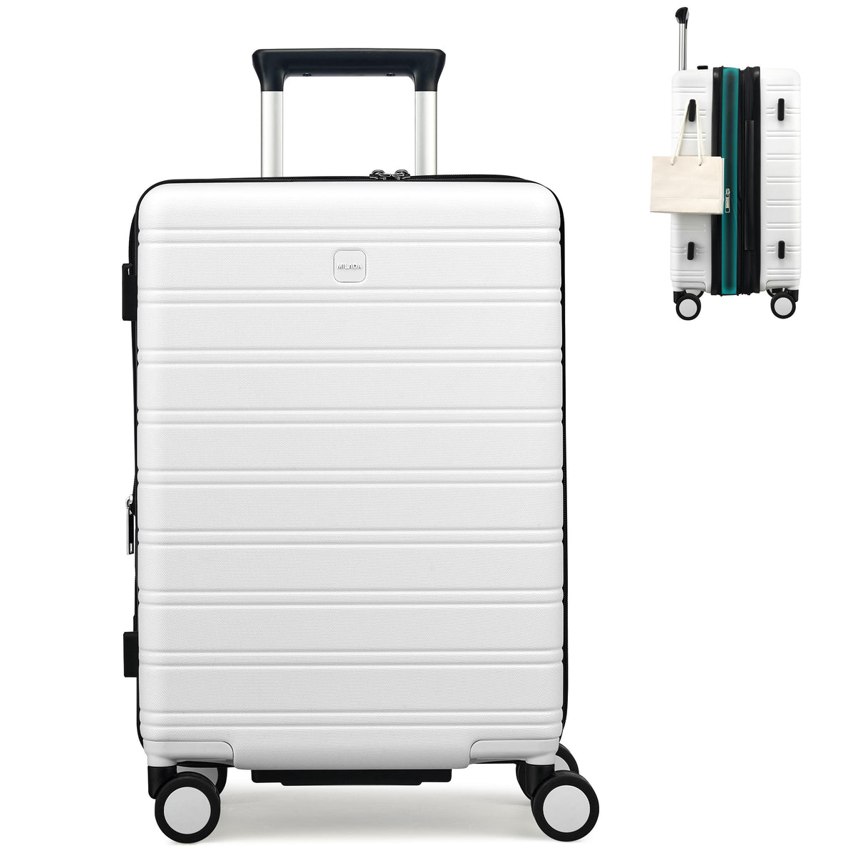 20-Inch Hardside Expandable Carry-On Luggage Suitcase, White O194