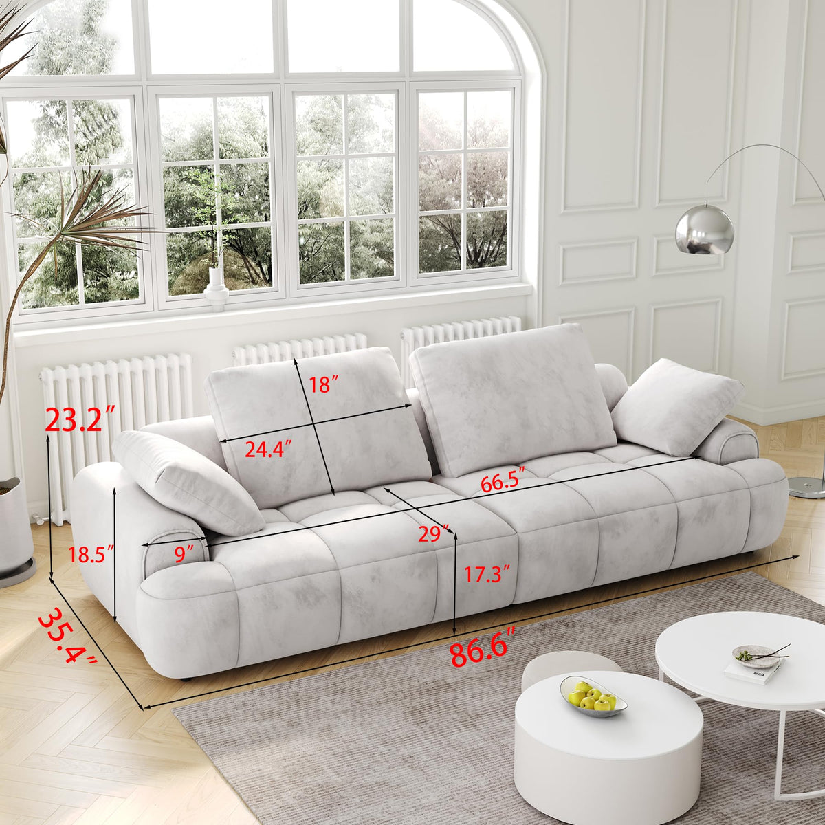 Light Gray Velvet Upholstered Sofa Bed W9659