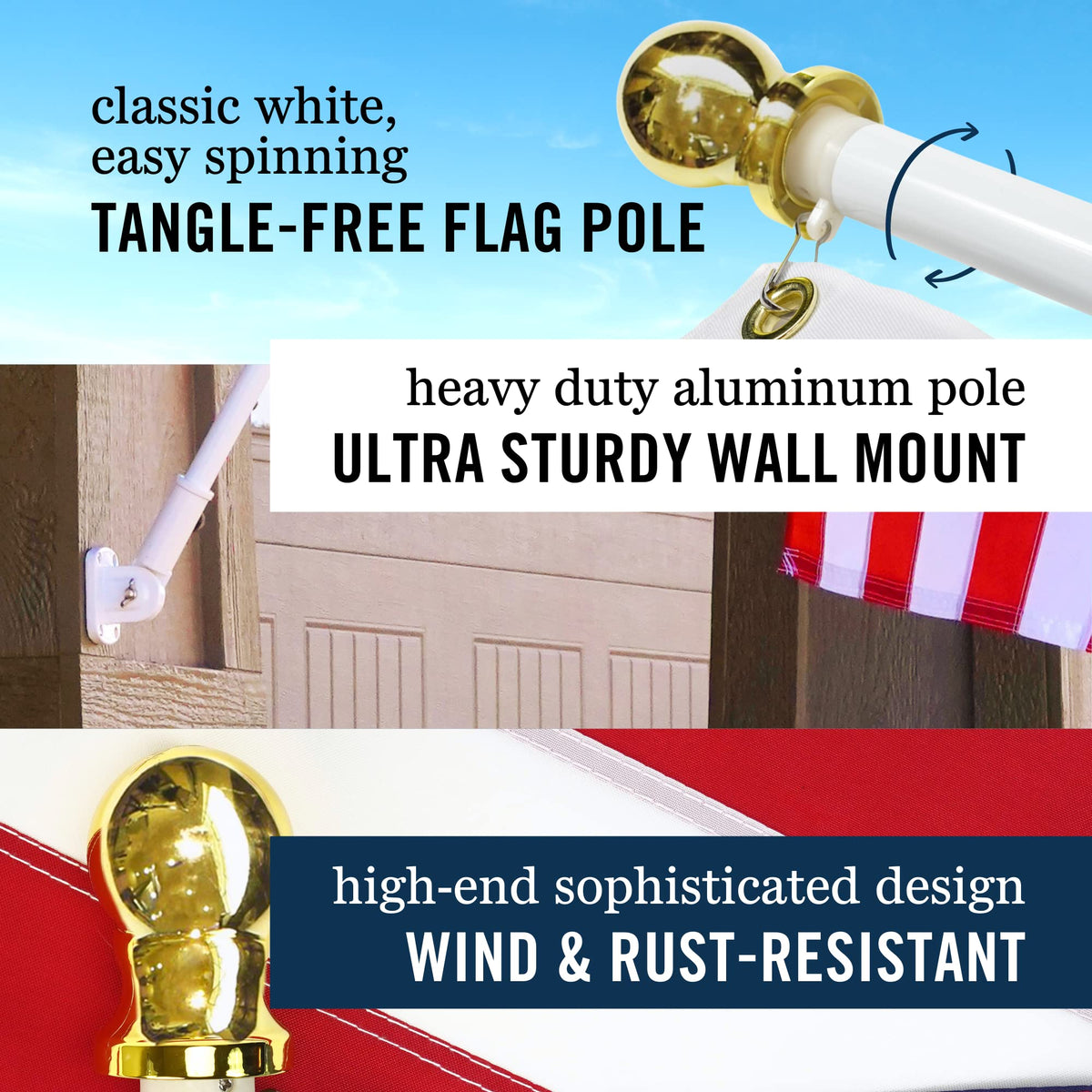 3x5' Flag Pole Kit with Flag and Mount H596