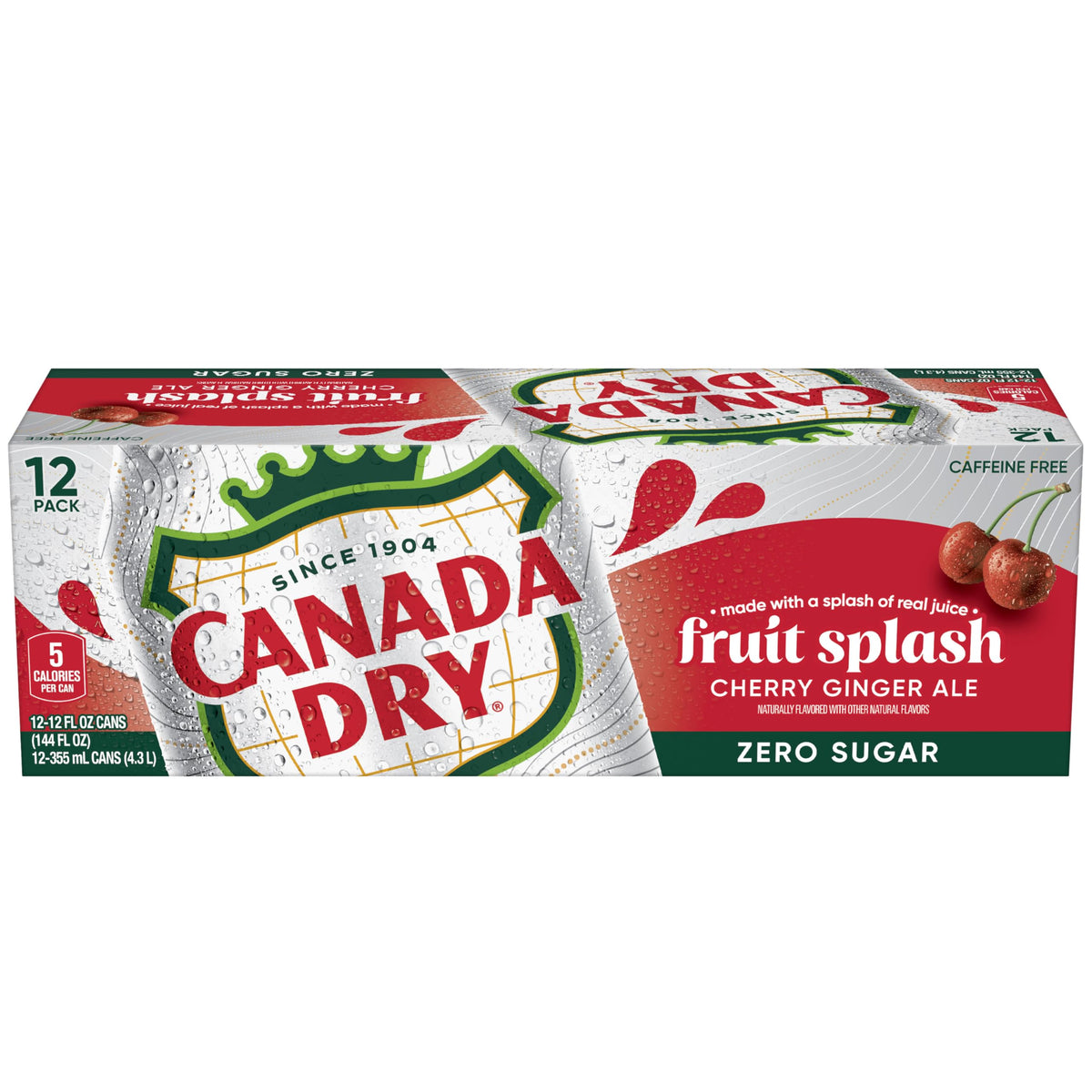 Zero Sugar Cherry Ginger Ale Soda, 12 fl. oz. Cans, 12 Pack P708488