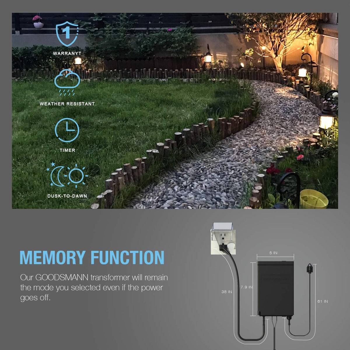 200 Watt Low Voltage Transformer with Timer and Photo Eye Sensor I672