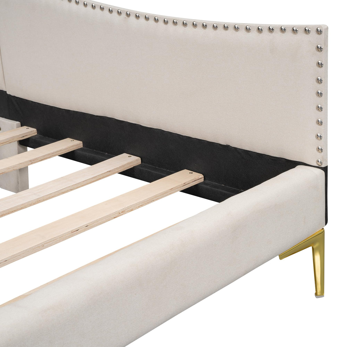 Twin Size Beige Linen Upholstered Daybed with Headboard Z529