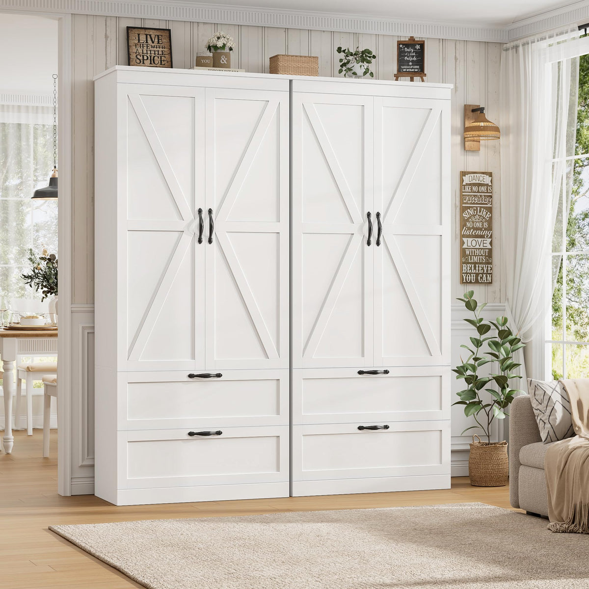 70" White Kitchen Pantry Storage Cabinet H743504