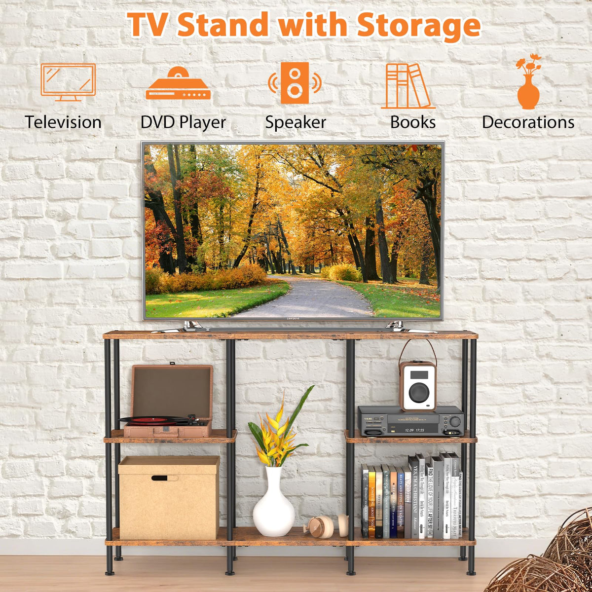 Tall 3 Tier TV Stand with Storage X3616