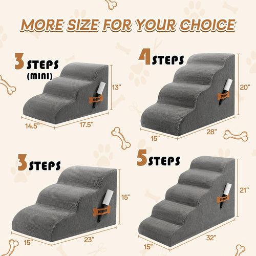3-Steps Dog Stairs Ramp with Non-Slip Waterproof Fabric Cover U124188