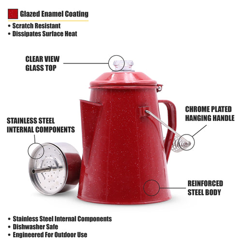10 Cups Enamel Camping Percolator Coffee Pot F51963