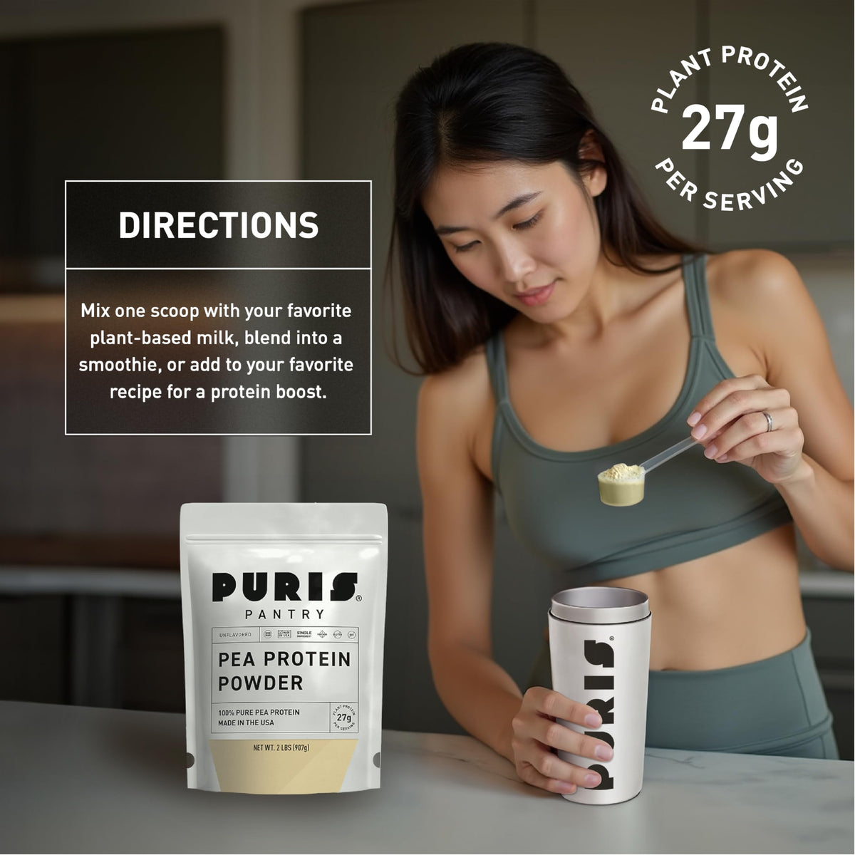 Vegan Pea Protein Powder, Unflavored, 2 lb F731