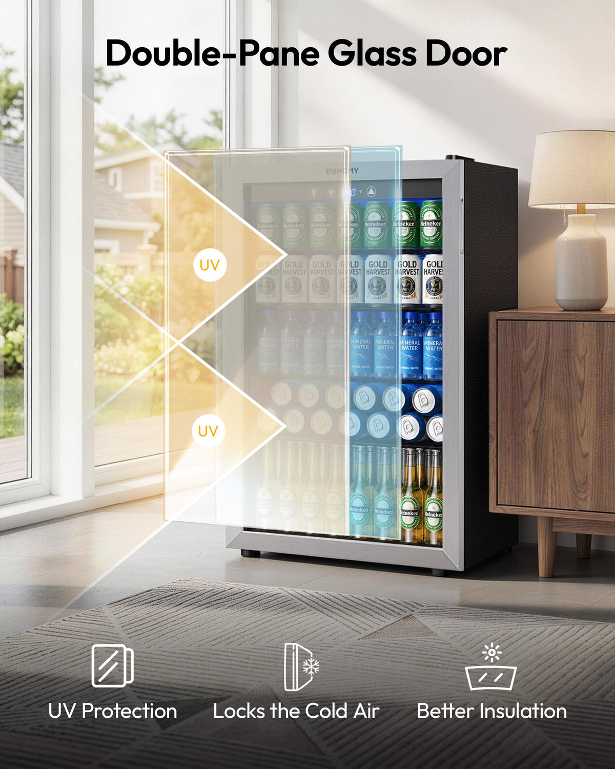 145 Can 4.5 Cu.ft Mini Fridge with Glass Door G876018