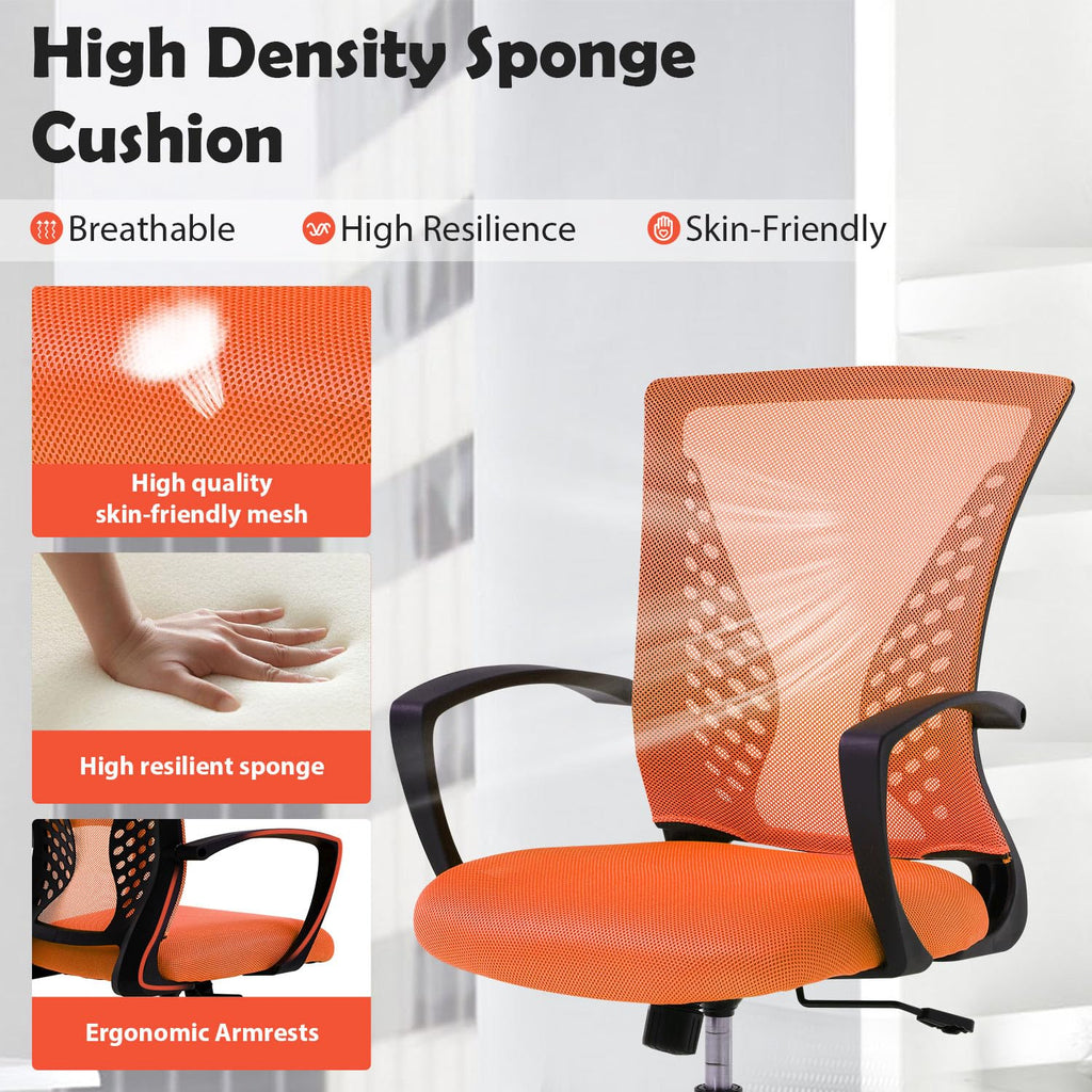 Orange Adjustable Mesh Ergonomic Office Chair with Lumbar Support K6961