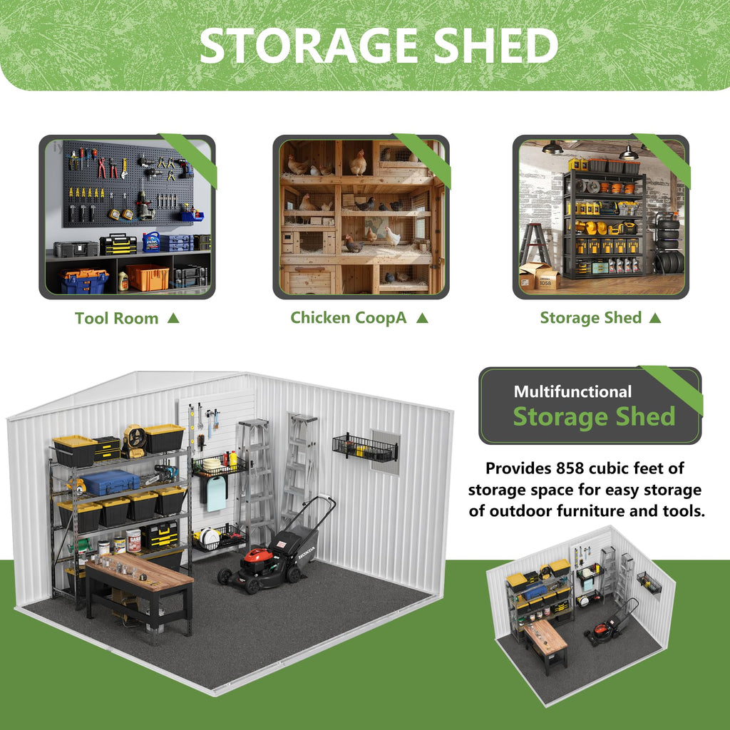 12x10 ft Metal Garden Shed Z613849