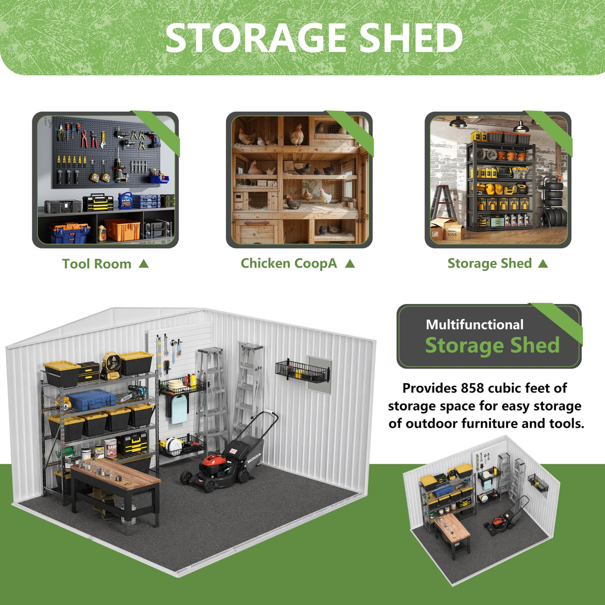 12x10 ft Metal Garden Shed Z613849
