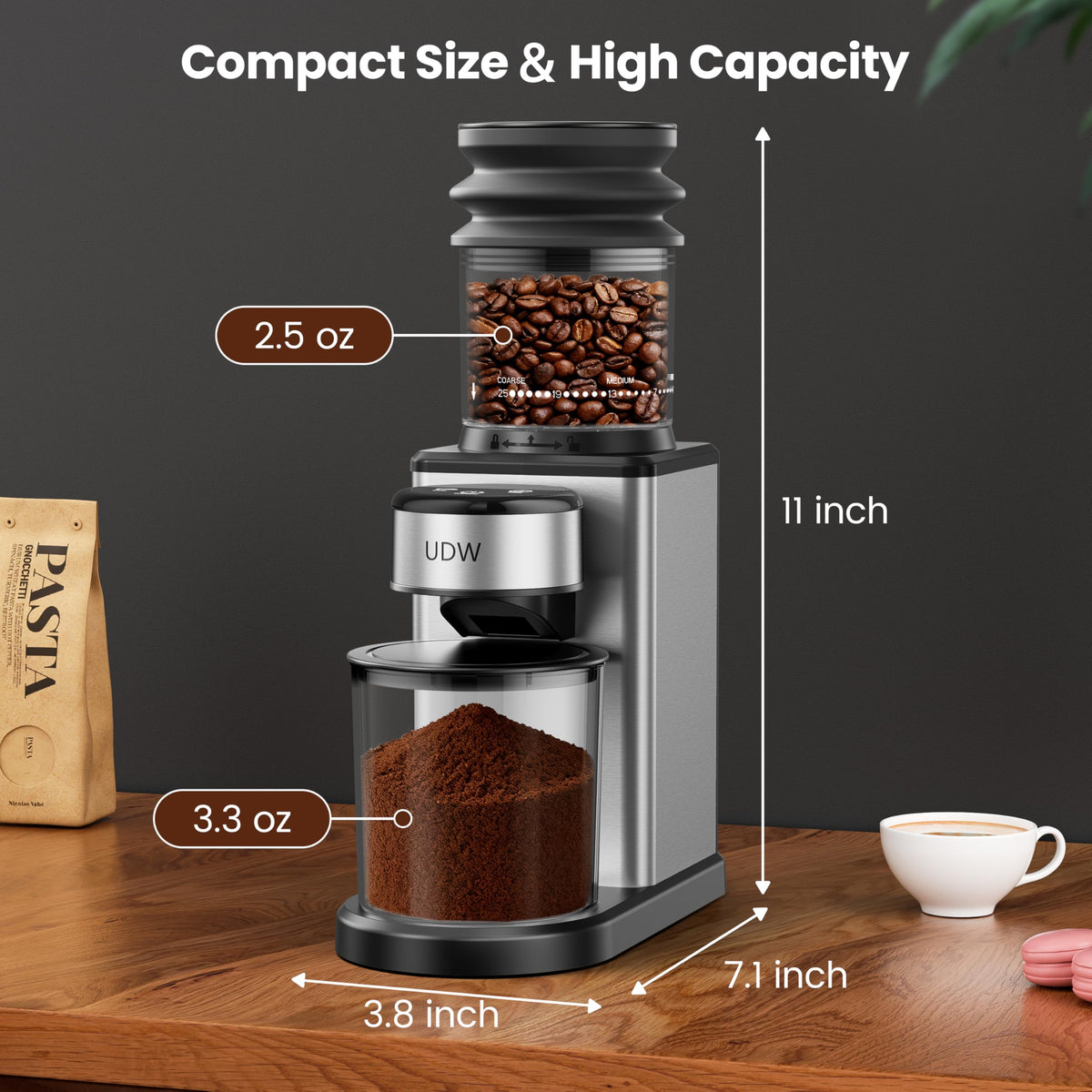 Conical Burr Stainless Steel Coffee Grinder Y4748