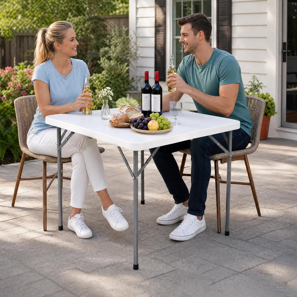 White Square Folding Card Table S9898