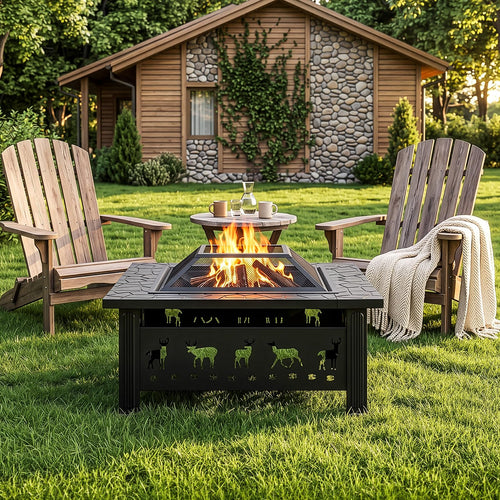 32 Inch Square Wood Burning Fire Pit Table Z51806
