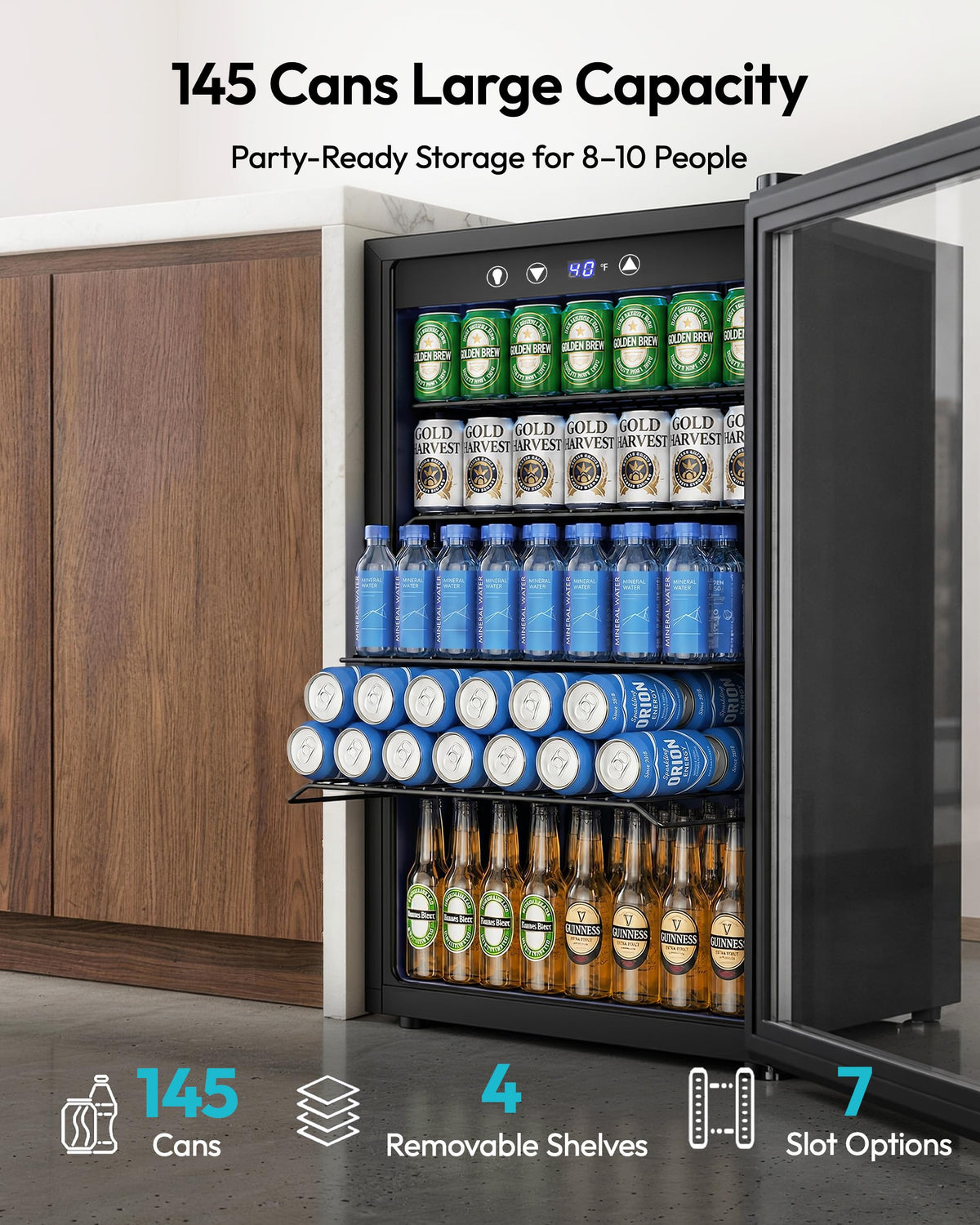 145 Can 4.5 Cu.ft Mini Fridge with Glass Door G876018