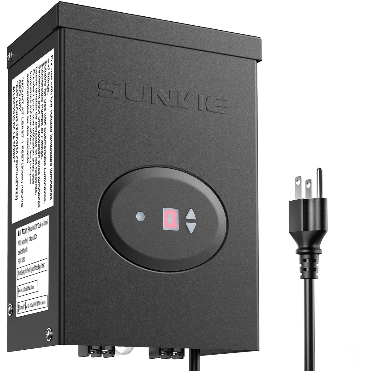200W Low Voltage Landscape Lighting Transformer with Timer and Photocell Sensor D2407
